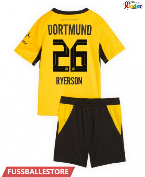 Günstige Borussia Dortmund Julian Ryerson #26 Heimtrikotsatz Kinder 2026-27 Kurzarm (+ Kurze Hosen)